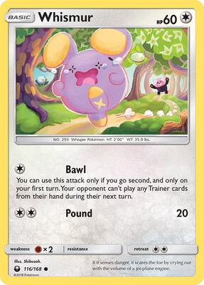 Whismur (116) card from SM - Celestial Storm