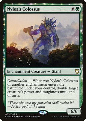 Nylea's Colossus card from Commander 2018