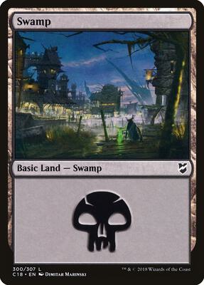 Swamp (300) card from Commander 2018
