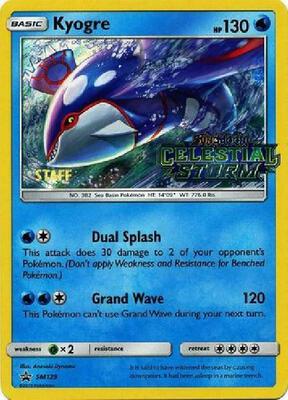 Kyogre - SM129 (Prerelease) [Staff] card from SM Promos