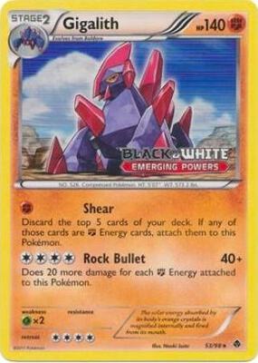 Gigalith - 53/98 (Prerelease) card from Black and White Promos