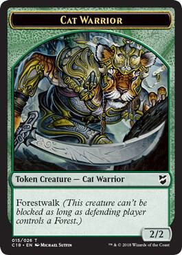 Cat Warrior // Worm Double-Sided Token card from Commander 2018