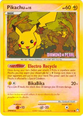 Pikachu - 94/123 (Diamond & Pearl) card from Burger King Promos