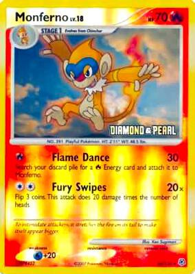 Monferno - 56/130 [Diamond & Pearl] card from Burger King Promos