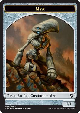 Myr (023) // Thopter (025) Double-Sided Token card from Commander 2018