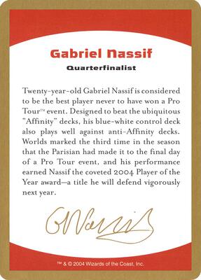 2004 Gabriel Nassif Biography Card card from World Championship Decks