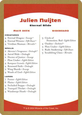 2004 Julien Nuijten Decklist Card card from World Championship Decks