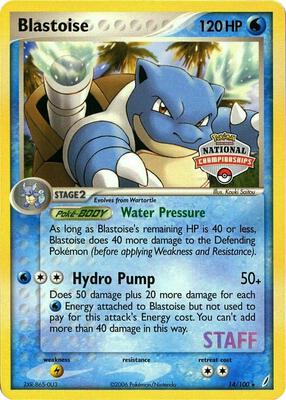 Blastoise - 14/100 (National Championships) [Staff] card from League & Championship Cards