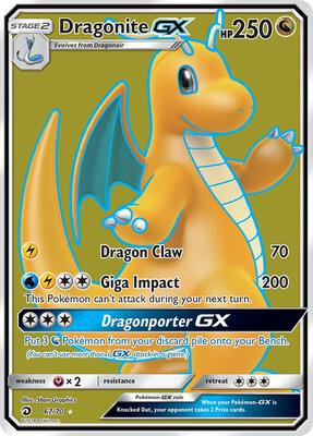 Dragonite GX (Full Art) card from Dragon Majesty