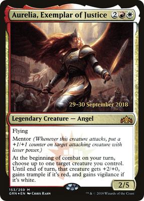 Aurelia, Exemplar of Justice card from Prerelease Cards