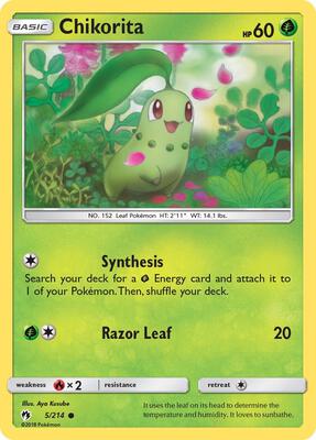 Chikorita (5) card from SM - Lost Thunder