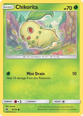 Chikorita (6) card from SM - Lost Thunder
