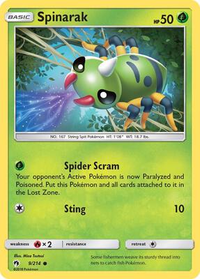 Spinarak card from SM - Lost Thunder