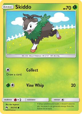 Skiddo card from SM - Lost Thunder
