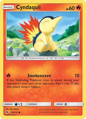 Cyndaquil (39) card from SM - Lost Thunder