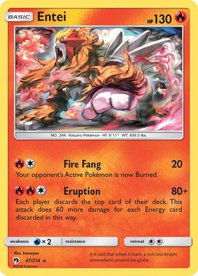 Entei card from SM - Lost Thunder