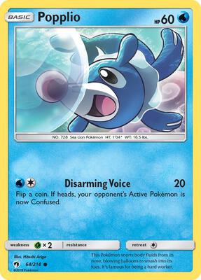 Popplio (64) card from SM - Lost Thunder