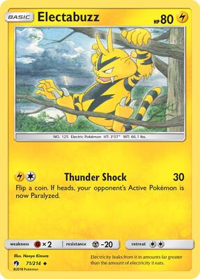 Electabuzz card from SM - Lost Thunder
