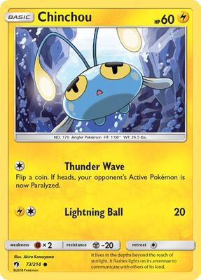 Chinchou card from SM - Lost Thunder