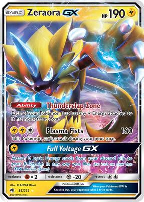 Zeraora GX card from SM - Lost Thunder