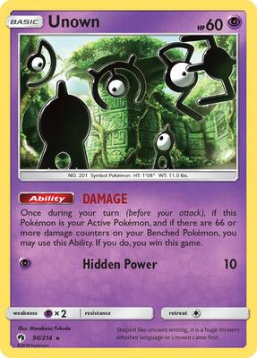Unown (90) card from SM - Lost Thunder