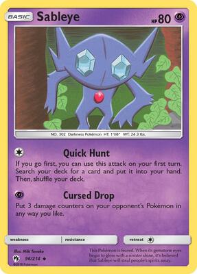 Sableye card from SM - Lost Thunder
