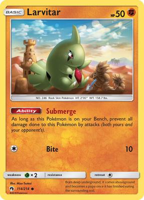 Larvitar (114) card from SM - Lost Thunder