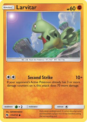 Larvitar (115) card from SM - Lost Thunder