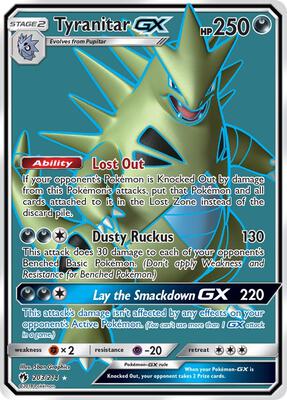 Tyranitar GX (Full Art) card from SM - Lost Thunder