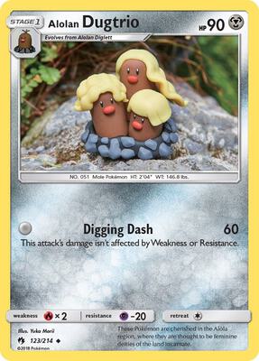 Alolan Dugtrio card from SM - Lost Thunder