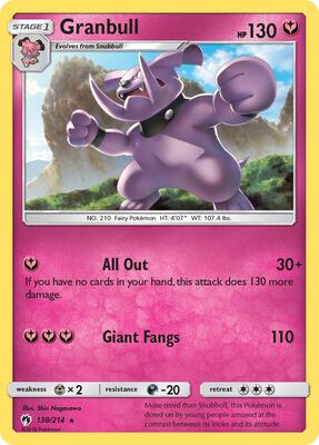 Granbull card from SM - Lost Thunder