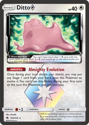 Ditto Prism Star card from SM - Lost Thunder