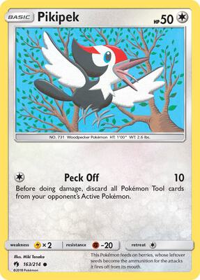Pikipek (163) card from SM - Lost Thunder