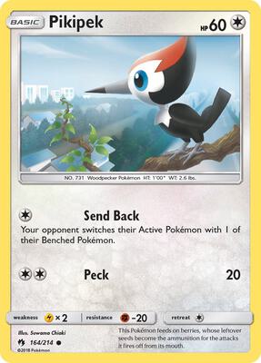 Pikipek (164) card from SM - Lost Thunder