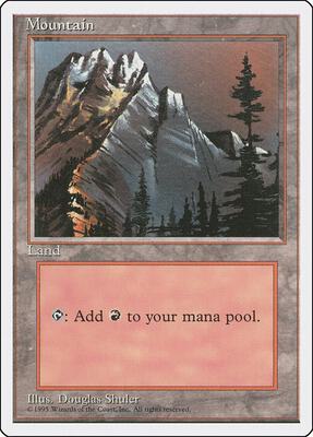 Mountain (A) card from Fourth Edition
