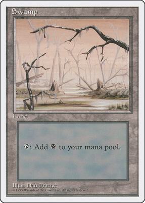 Swamp (B) card from Fourth Edition