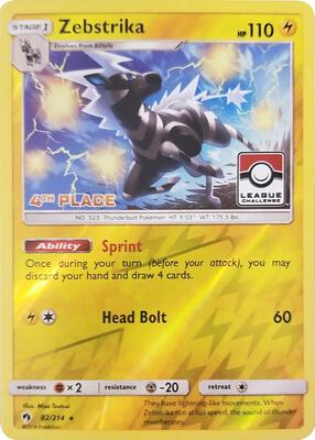 Zebstrika - 82/214 (League Challenge) [4th Place] card from League & Championship Cards