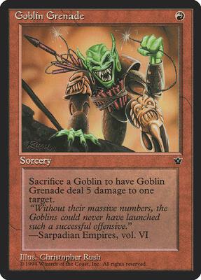 Goblin Grenade (Rush) card from Fallen Empires