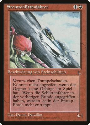 Goblin Rock Sled (German) - "Steinschlittenfahrer" card from Renaissance
