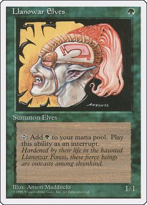 Llanowar Elves card from Fourth Edition
