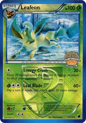 Leafeon - 11/116 (Regional Championship Promo) card from League & Championship Cards