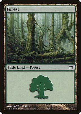 Forest (303) card from Champions of Kamigawa