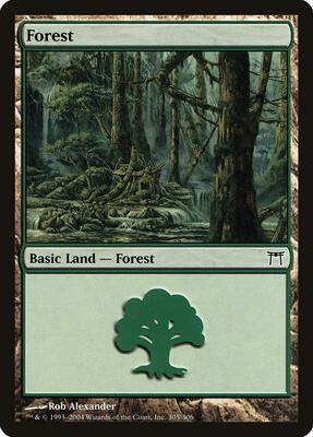 Forest (305) card from Champions of Kamigawa