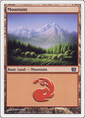 Mountain (343) card from 8th Edition