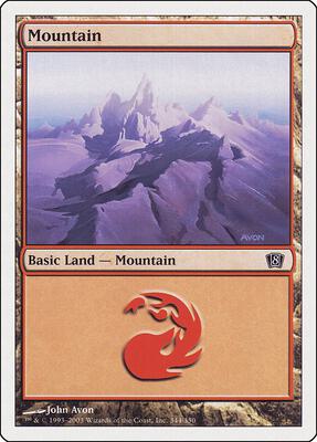 Mountain (344) card from 8th Edition