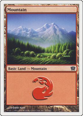 Mountain (343) card from 9th Edition