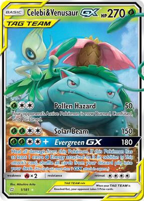Celebi & Venusaur GX card from SM - Team Up