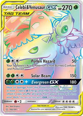 Celebi & Venusaur GX (Secret) card from SM - Team Up