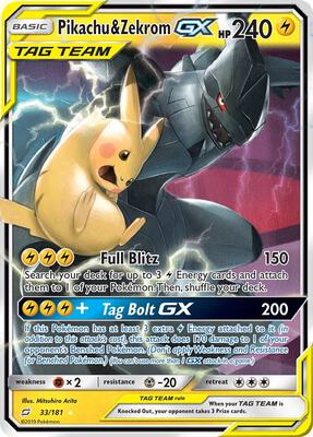 Pikachu & Zekrom GX card from SM - Team Up