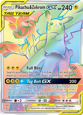 Pikachu & Zekrom GX (Secret) card from SM - Team Up
